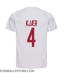 Günstige Dänemark Simon Kjaer #4 Auswärtstrikot WM 2022 Kurzarm